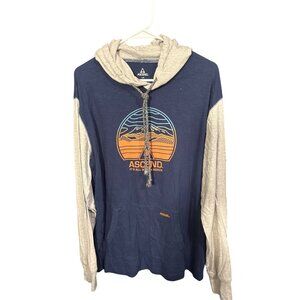 Ascend Mens‎ L/G Hoodie With Mountain Design & Kangaroo Pocket